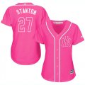 Wholesale Cheap Yankees #27 Giancarlo Stanton Pink Fashion Women's Stitched MLB Jersey