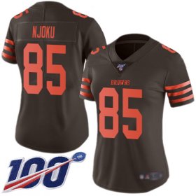 Wholesale Cheap Nike Browns #85 David Njoku Brown Women\'s Stitched NFL Limited Rush 100th Season Jersey