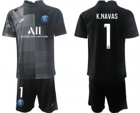 Wholesale Cheap Men 2021-2022 ClubParis Saint-Germainblack goalkeeper 1 Soccer Jersey