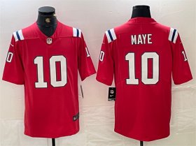 Cheap Men\'s New England Patriots #10 Drake Maye Red 2024 Draft Vapor Limited Football Stitched Jersey