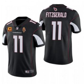 Wholesale Cheap Men\'s Arizona Cardinals #11 Larry Fitzgerald Black With C Patch & Walter Payton Patch Limited Stitched Jersey