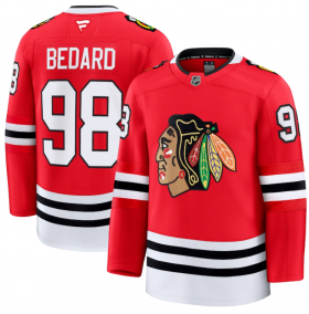 Men\'s Chicago Blackhawks #98 Connor Bedard Red 2024-25 Home Stitched Hockey Jersey