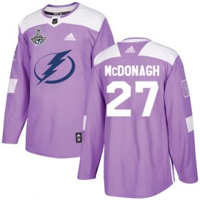 Cheap Adidas Lightning #27 Ryan McDonagh Purple Authentic Fights Cancer Youth 2020 Stanley Cup Champions Stitched NHL Jersey