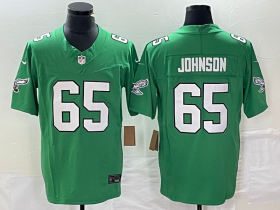 Wholesale Cheap Men\'s Philadelphia Eagles #65 Lane Johnson Green 2023 FUSE Vapor Limited Throwback Stitched Jersey