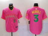 Cheap Men's San Diego Padres #3 Jackson Merrill Pink Player Number Fashion Baseball Jersey