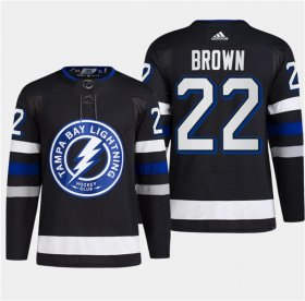 Cheap Men\'s Tampa Bay Lightning #22 Logan Brown Black 2024 Stadium Series Stitched Jersey