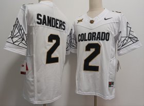 Cheap Men\'s Colorado Buffaloes #2 Shedeur Sanders White Black 2024 Limited FUSE College Football Jersey