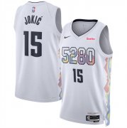 Cheap Men's Denver Nuggets #15 Nikola Jokic White 2024-25 City Edition Stitched Basketball Jersey