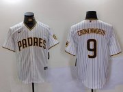 Cheap Men's San Diego Padres #9 Jake Cronenworth White Team Logo Stitched MLB Cool Base Nike Jersey