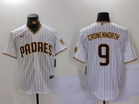 Cheap Men\'s San Diego Padres #9 Jake Cronenworth White Team Logo Stitched MLB Cool Base Nike Jersey