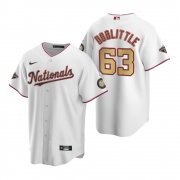 Wholesale Cheap Men's Washington Nationals #63 Sean Doolittle White Gold 2019 World Series Champions Stitched MLB Cool Base Nike Jersey