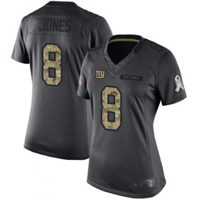 Wholesale Cheap Nike Giants #8 Daniel Jones Black Women\'s Stitched NFL Limited 2016 Salute to Service Jersey