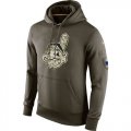 Wholesale Cheap Men's Cleveland Indians Nike Olive Salute To Service KO Performance Hoodie