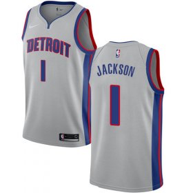 Wholesale Cheap Nike Pistons #1 Reggie Jackson Silver NBA Swingman Statement Edition Jersey