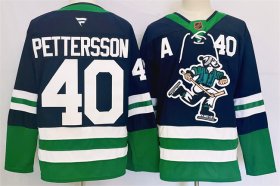 Cheap Men\'s Vancouver Canucks #40 Elias Pettersson Navy 2024 Reverse Retro Stitched Jersey