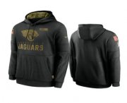 Wholesale Cheap Men's Jacksonville Jaguars Black 2020 Salute to Service Sideline Performance Pullover Hoodie