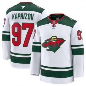 Men\'s Minnesota Wild #97 Kirill Kaprizov White 2024-25 Away Stitched Hockey Jersey