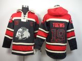 Wholesale Cheap Blackhawks #19 Jonathan Toews Black Sawyer Hooded Sweatshirt Stitched NHL Jersey