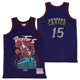 Wholesale Cheap Men\'s Toronto Raptors #15 Vince Carter Purple Hardwood Classics Skull Edition Jersey