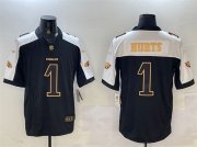 Cheap Men's Philadelphia Eagles #1 Jalen Hurts Black Gold New F.U.S.E. Vapor Untouchable Limited Football Stitched Jersey