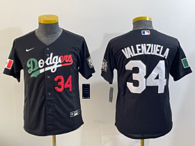 Cheap Women\'s Los Angeles Dodgers #34 Fernando Valenzuela Number Black Mexico 2020 World Series Cool Base Nike Jersey