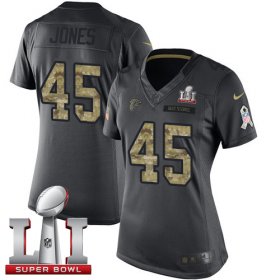 Wholesale Cheap Nike Falcons #45 Deion Jones Black Super Bowl LI 51 Women\'s Stitched NFL Limited 2016 Salute to Service Jersey