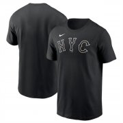 Cheap Men's New York Mets Black 2024 City Connect Wordmark T-Shirt