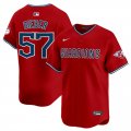 Cheap Men's Cleveland Guardians #57 Shane Bieber Red Alternate Limited Stitched Baseball Jersey