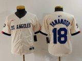 Cheap Youth Los Angeles Dodgers #18 Yoshinobu Yamamoto Cream 2024 City Connect Limited Stitched Jersey