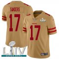 Wholesale Cheap Nike 49ers #17 Emmanuel Sanders Gold Super Bowl LIV 2020 Men's Stitched NFL Limited Inverted Legend Jersey