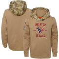 Wholesale Cheap Youth Houston Texans Nike Khaki 2019 Salute to Service Therma Pullover Hoodie