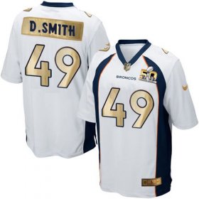 Wholesale Cheap Nike Broncos #49 Dennis Smith White Men\'s Stitched NFL Game Super Bowl 50 Collection Jersey