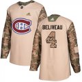 Wholesale Cheap Adidas Canadiens #4 Jean Beliveau Camo Authentic 2017 Veterans Day Stitched Youth NHL Jersey