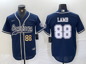 Cheap Men\'s Dallas Cowboys #88 CeeDee Lamb Navy Cool Base Stitched Baseball Jerseys