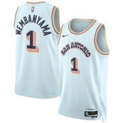 Cheap Men's San Antonio Spurs #1 Victor Wembanyama Light Blue 2024-25 City Edition Stitched Basketball Jersey