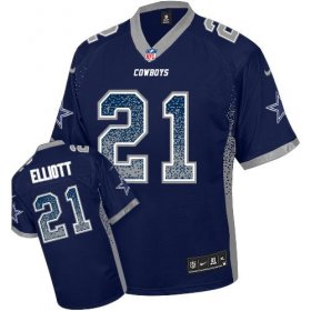 Wholesale Cheap Nike Cowboys #21 Ezekiel Elliott Navy Blue Team Color Men\'s Stitched NFL Elite Drift Fashion Jersey