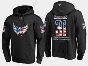 Wholesale Cheap Capitals #31 Philipp Grubauer NHL Banner Wave Usa Flag Black Hoodie