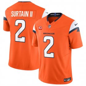 Cheap Men\'s Denver Broncos #2 Pat Surtain II Orange 2024 F.U.S.E. With 1-Star C Patch Vapor Limited Stitched Football Jersey