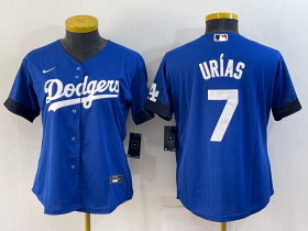 Wholesale Cheap Women\'s Los Angeles Dodgers #7 Julio Urias Blue 2021 City Connect Cool Base Stitched Jersey