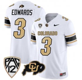 Cheap Men\'s Colorado Buffaloes #3 Dylan Edwards White Football Jersey