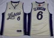 Wholesale Cheap Men's Los Angeles Lakers #6 Jordan Clarkson Revolution 30 Swingman 2015 Christmas Day Cream Jersey