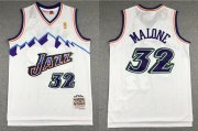 Wholesale Cheap Men's Utah Jazz #32 Karl Malone Mountain White Gold NBA Hardwood Classics Soul Swingman Throwback Jersey