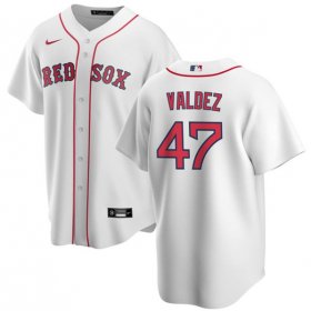 Cheap Men\'s Boston Red Sox #47 Enmanuel Valdez White Cool Base Stitched Baseball Jersey