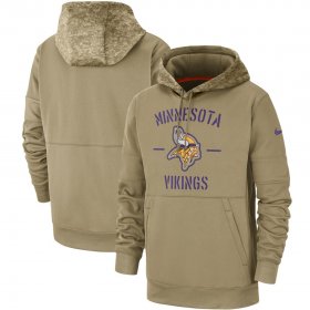 Wholesale Cheap Men\'s Minnesota Vikings Nike Tan 2019 Salute to Service Sideline Therma Pullover Hoodie