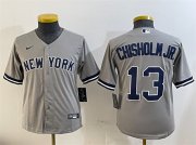 Cheap Youth New York Yankees #13 Jazz Chisholm Jr. Grey Cool Base Stitched Baseball Jersey