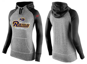 Wholesale Cheap Women\'s Nike Los Angeles Rams Performance Hoodie Grey & Black