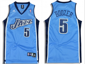 Wholesale Cheap Men\'s UTAH JAZZ #5 Carlos Boozer Light Blue ADIDAS SWINGMAN JERSEY