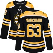 Wholesale Cheap Adidas Bruins #63 Brad Marchand Black Home Authentic Women's Stitched NHL Jersey