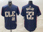 Cheap Men's Cleveland Guardians #22 Josh Naylor Number Navy 2024 City Connect Limited Stitched Jersey