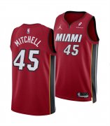 Cheap Men's Miami Heat #45 Davion Mitchell Red 2025 Statement Edition Swingman Stitched Basketball Jersey